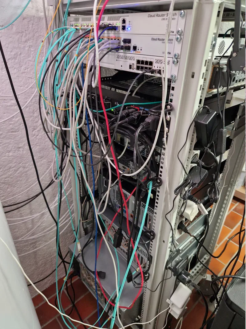 Backside of homelab rack