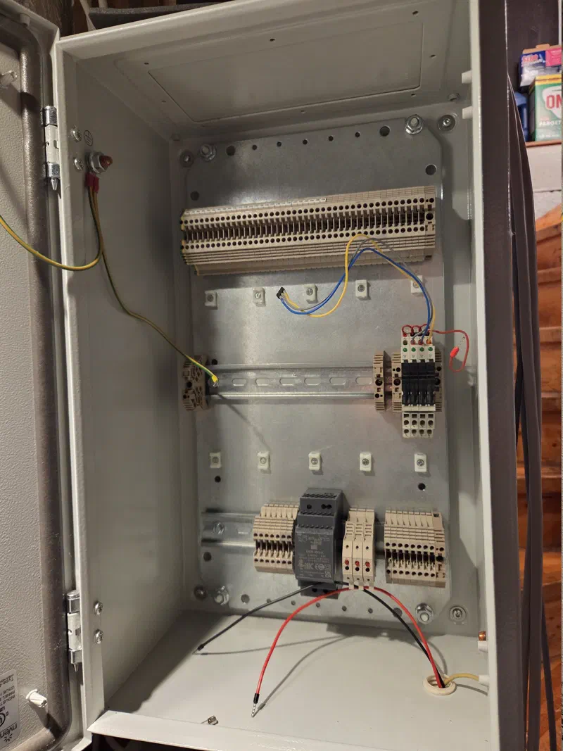 Inside alarm cabinet, new layout