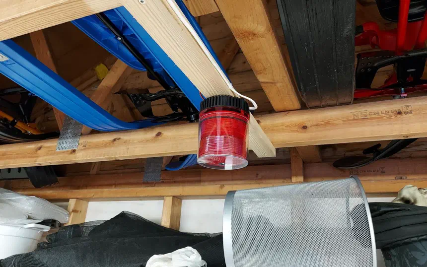 Garage door opener, flashing LED light